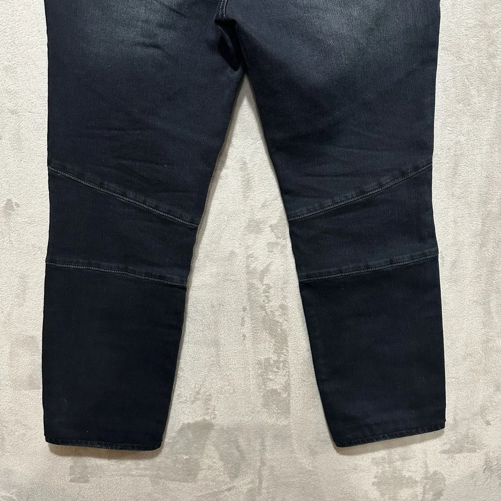 True Religion Rocco Men's Sz 34 Relaxed Skinny Moto Jean Dark Wash Ribbed Panels